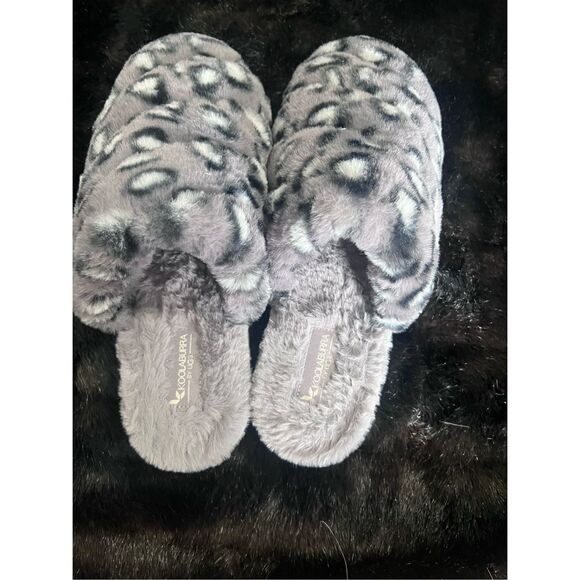 Koolaburra Abstract Fluff Slippers Starleen Pebble Leopard 9 - Picture 5 of 6